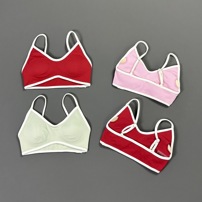 Women Contrastline Yoga Bra V  - Yoga Strap Cotton review and price